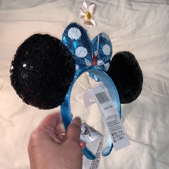 AUTHENTIC DISNEY PARKS MERCHANDISE-Flower w sequined bow&ears Minnie M Headband